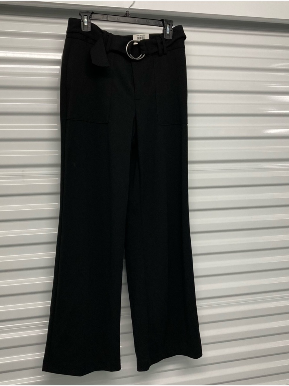 INC International Concepts Black Wide-Leg Pants with D-Ring Belt